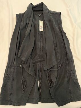 Trixxi Black Draped Sleeveless Utility Vest